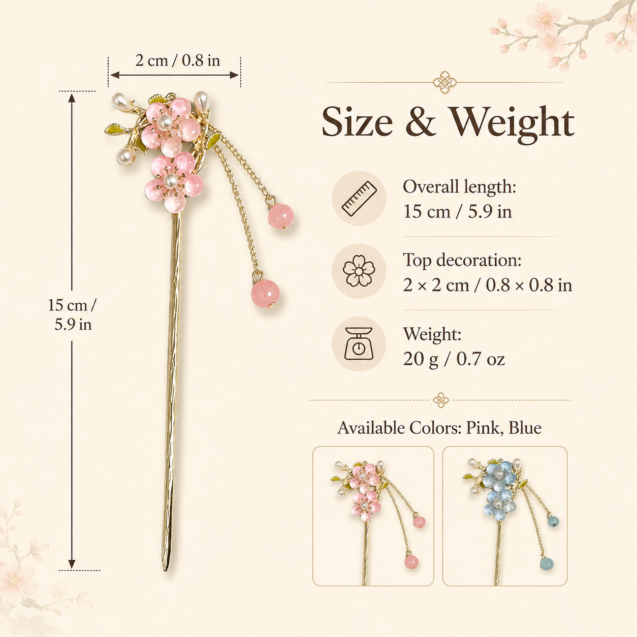 Double Peach Blossom Hair Stick