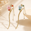Peach Blossom Tassel Hair Stick