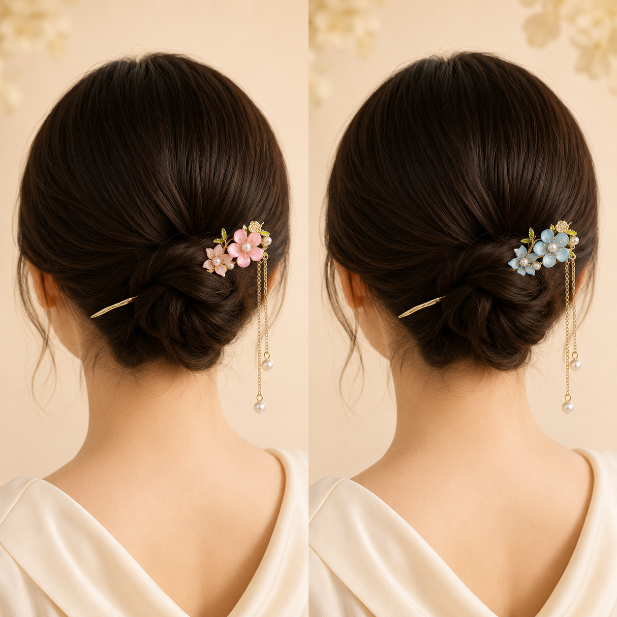 Mini Peach Blossom Tassel Hair Stick