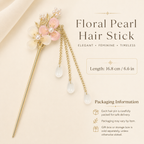 Pink White Floral Pearl Tassel Hair Stick