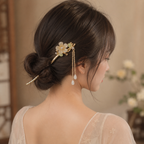 Ivory Magnolia Pearl Tassel Hair Stick