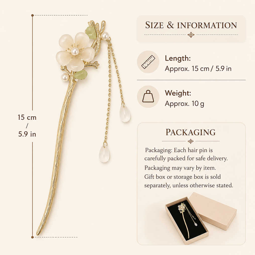 Ivory Magnolia Pearl Tassel Hair Stick