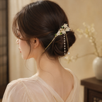 Butterfly Floral Pearl Tassel Hair Stick