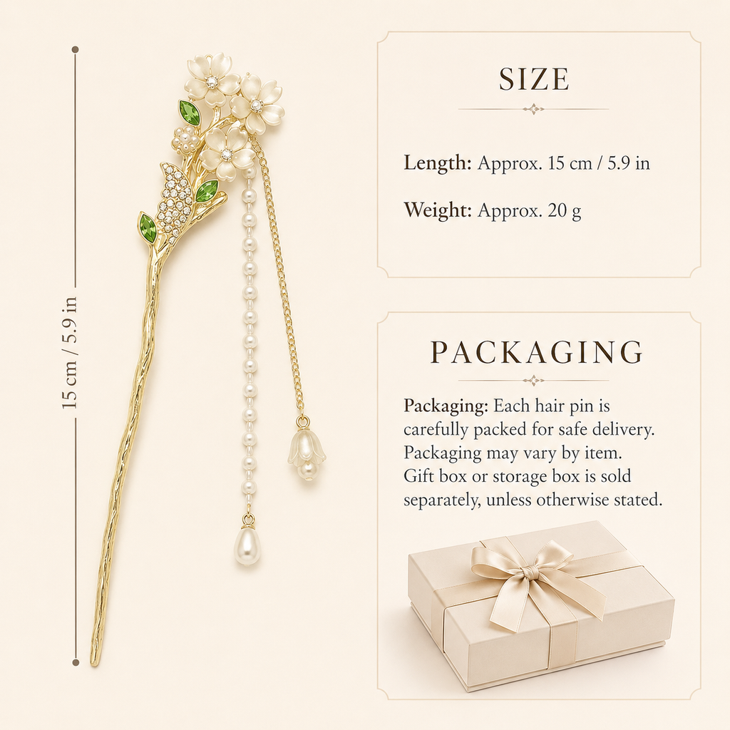 Butterfly Floral Pearl Tassel Hair Stick