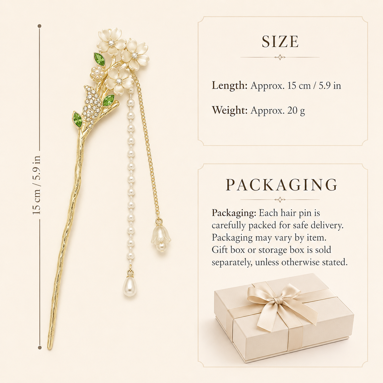Butterfly Floral Pearl Tassel Hair Stick
