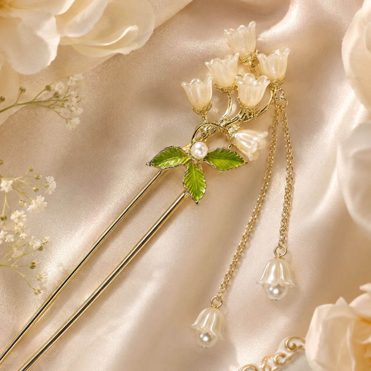 Lily of the Valley Pearl Tassel Hair Fork