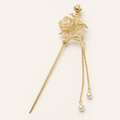 Golden Ivory Blossom Pearl Tassel Hair Stick
