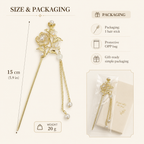 Golden Ivory Blossom Pearl Tassel Hair Stick