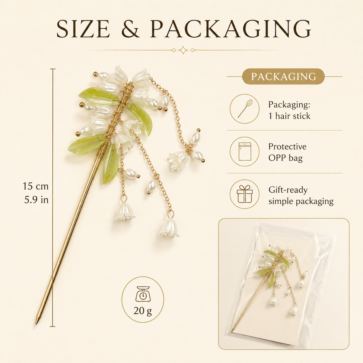 Lily of the Valley Tassel Hair Stick