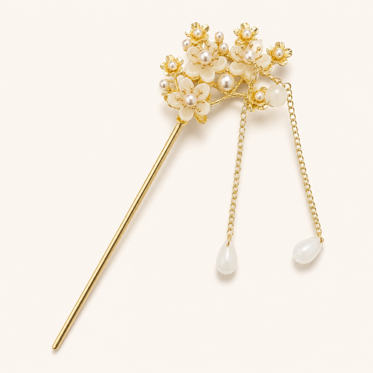 Pearl Blossom Tassel Hair Stick