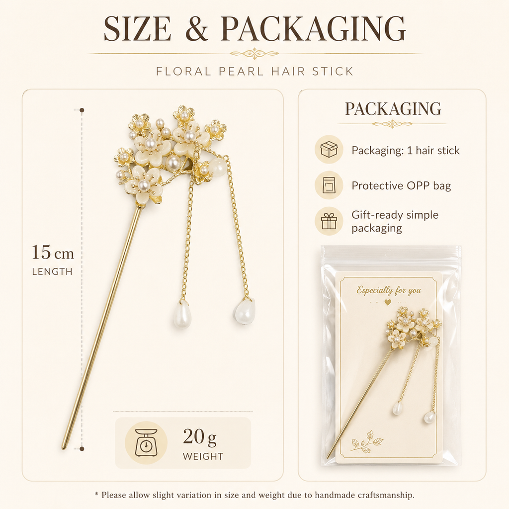 Pearl Blossom Tassel Hair Stick