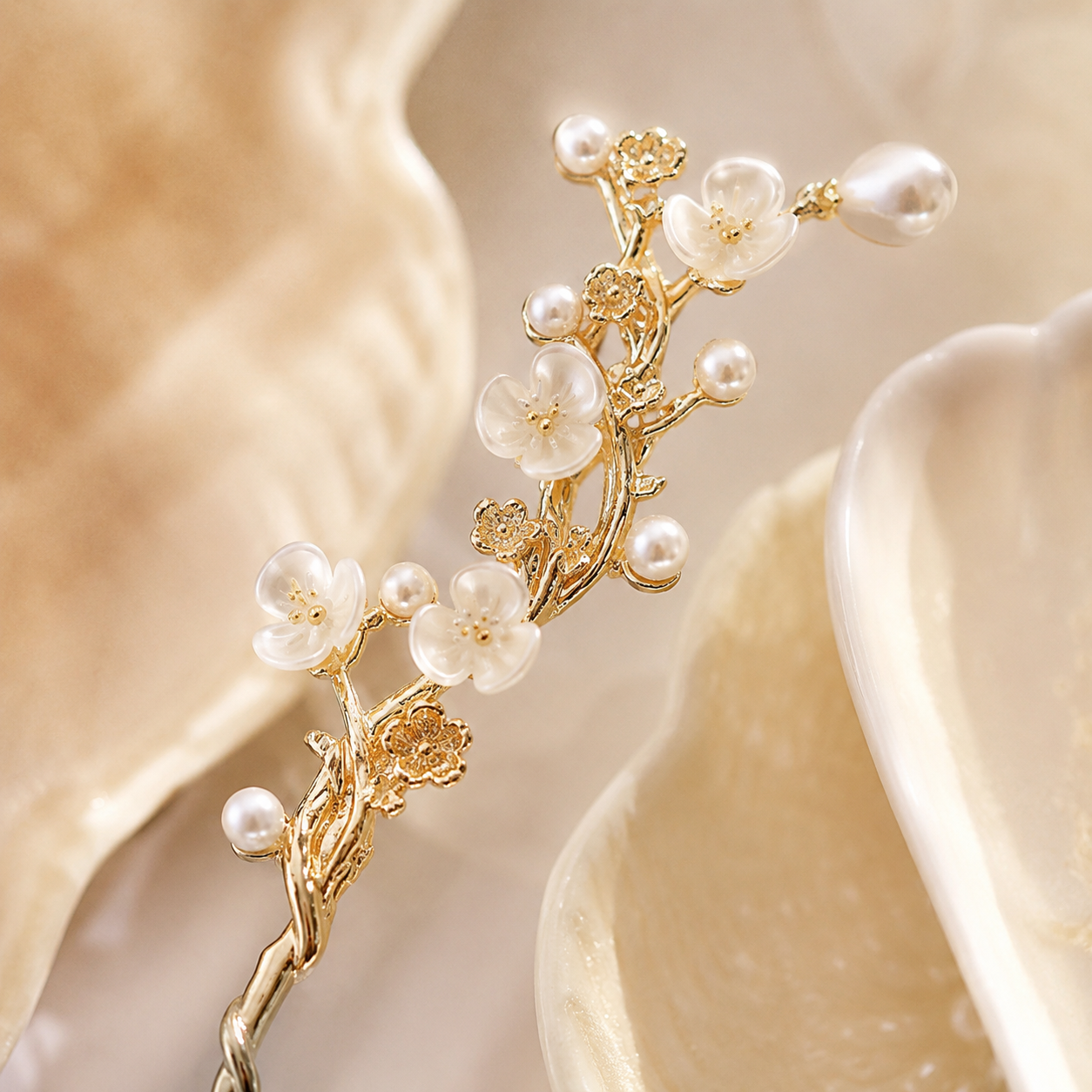 Camellia Blossom Pearl Hair Stick