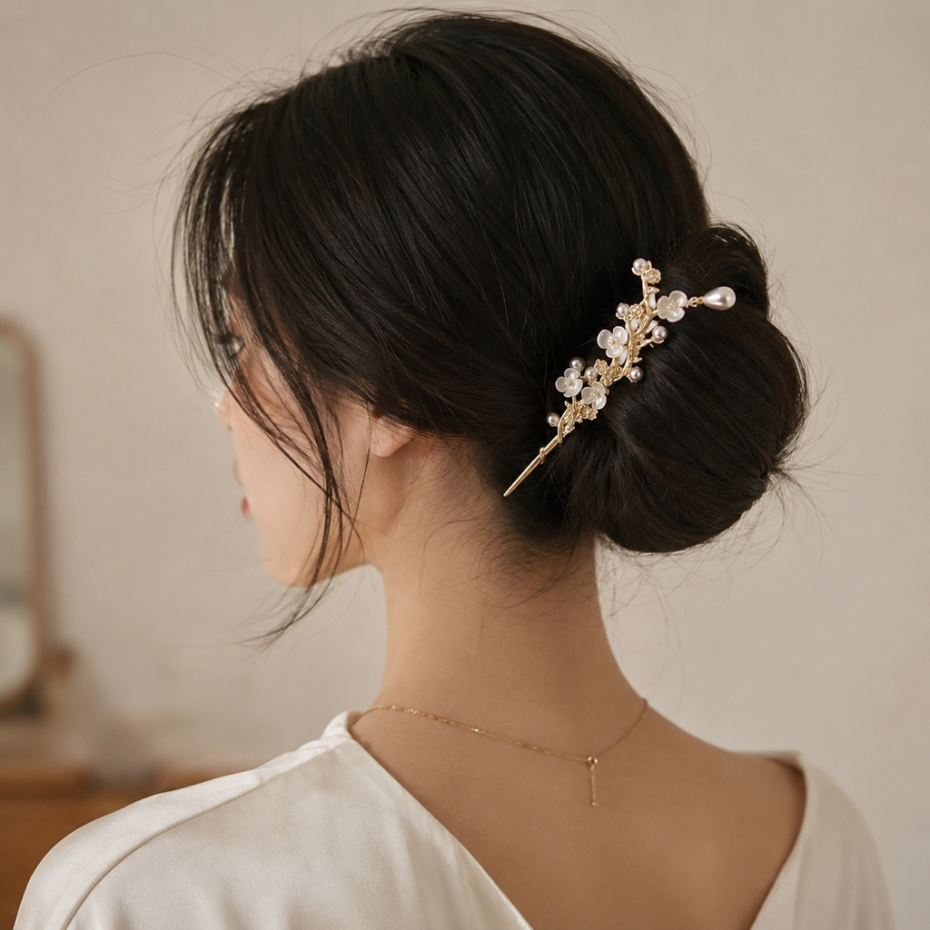 Camellia Blossom Pearl Hair Stick