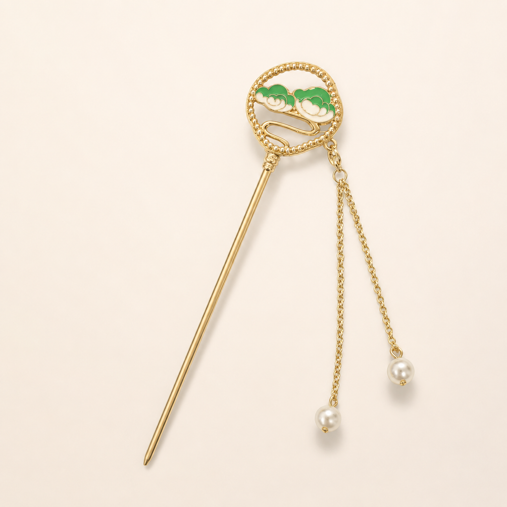 Auspicious Cloud Fan Tassel Hair Stick