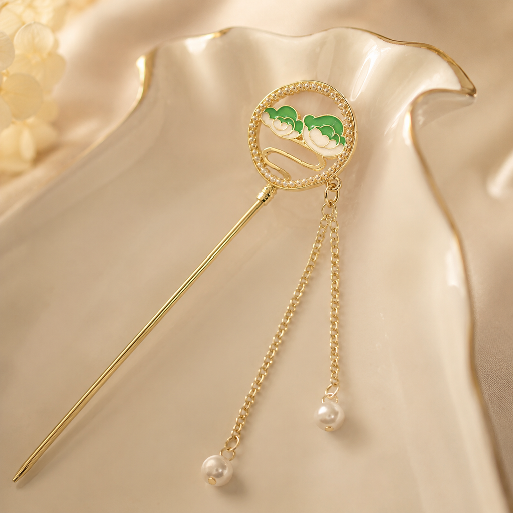 Auspicious Cloud Fan Tassel Hair Stick