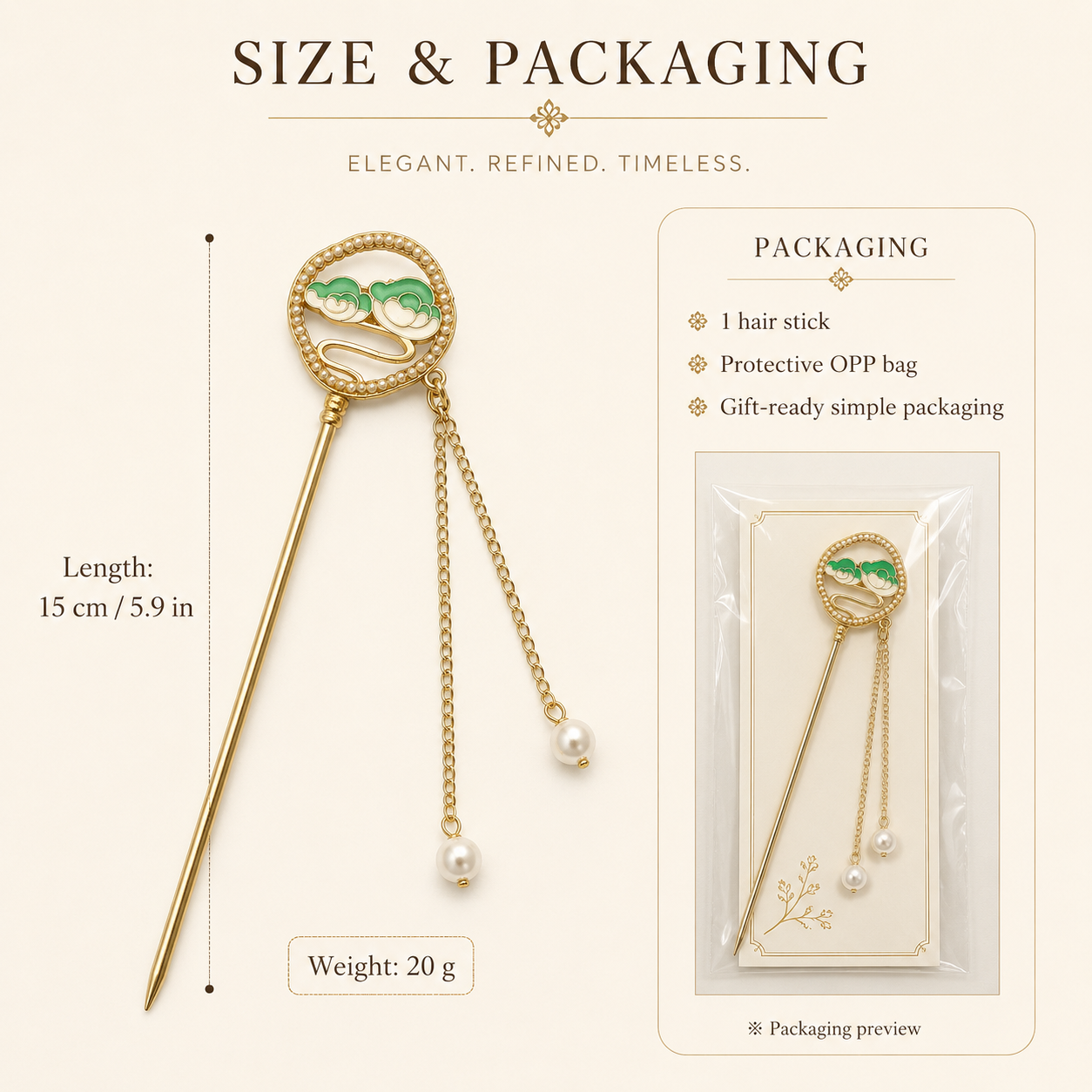 Auspicious Cloud Fan Tassel Hair Stick