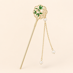 Bamboo Fan Pearl Tassel Hair Stick