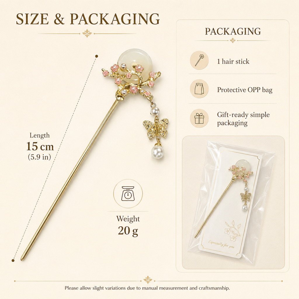 Sakura Jade Ring Butterfly Hair Stick