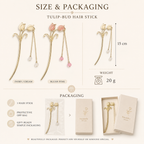 Gold & Pink Tulip Tassel Hair Stick