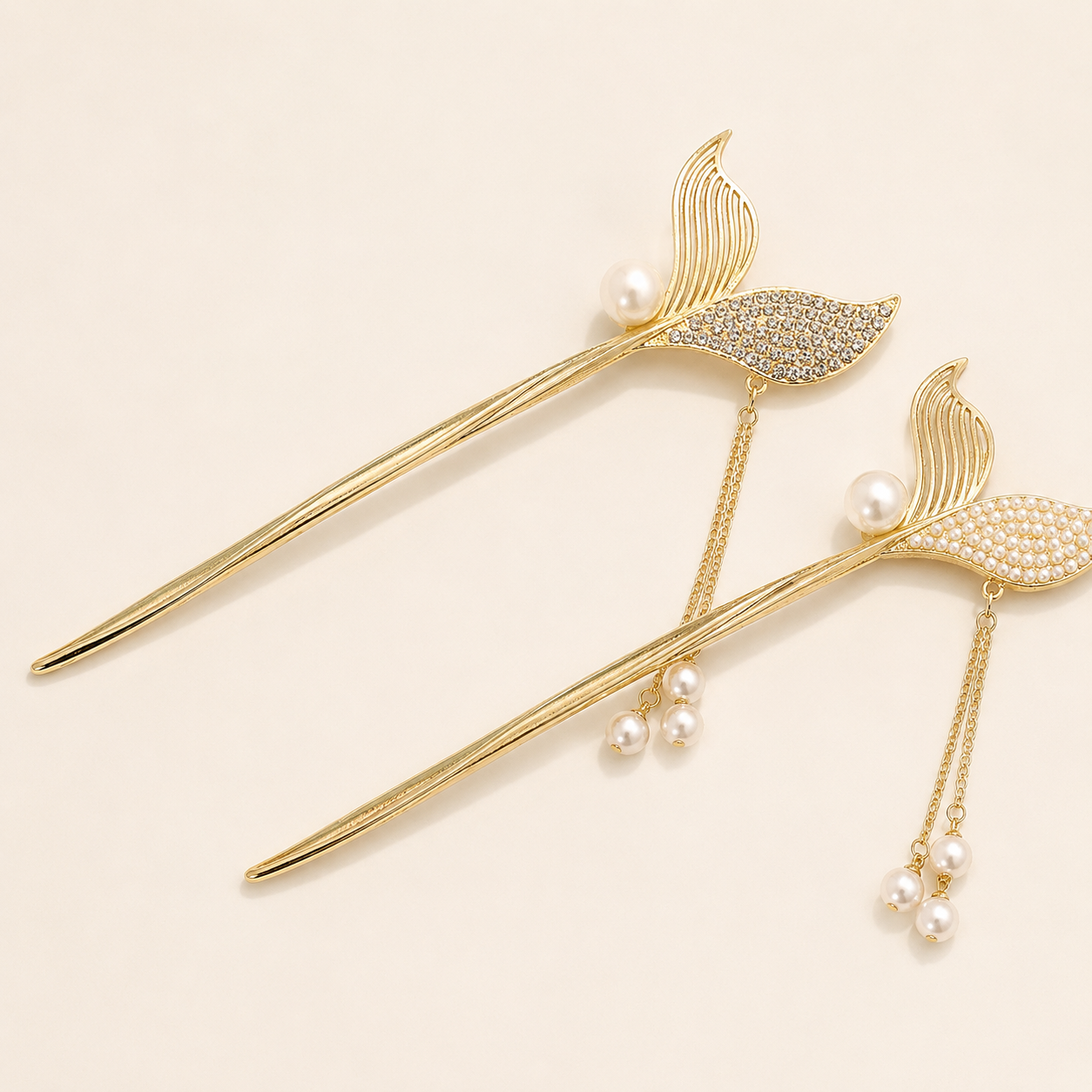 Mermaid Tail Pearl Tassel Hair Stick