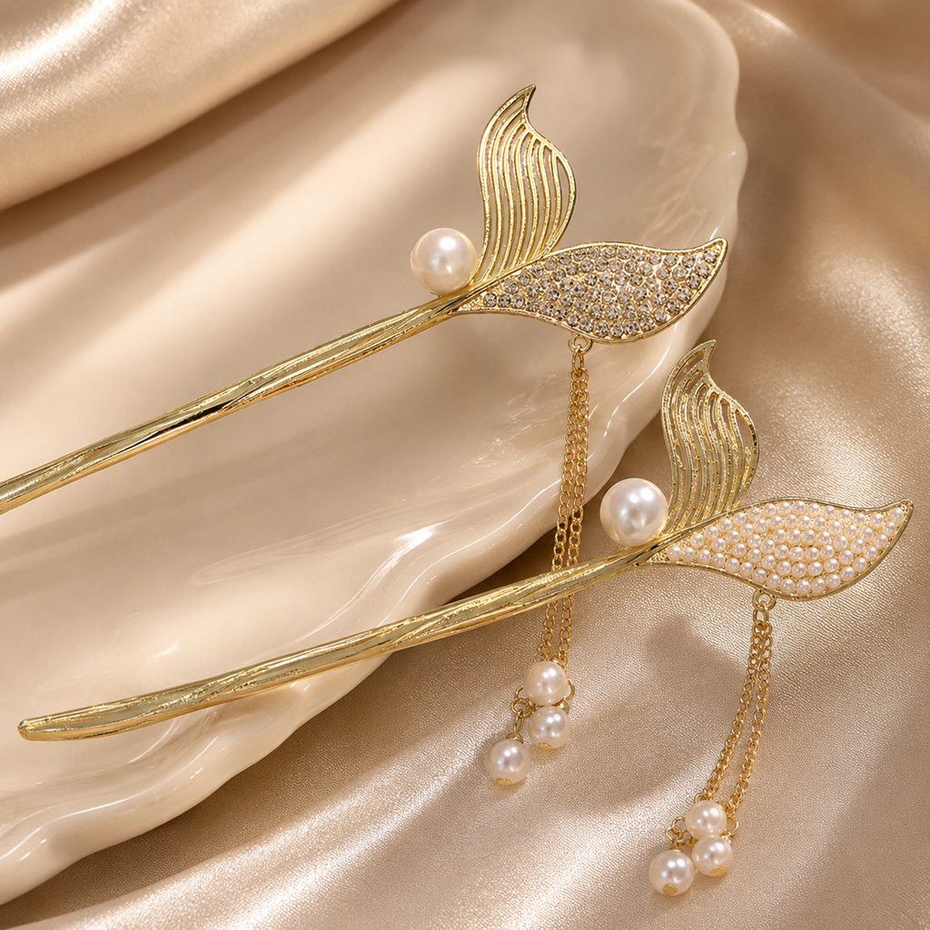 Mermaid Tail Pearl Tassel Hair Stick