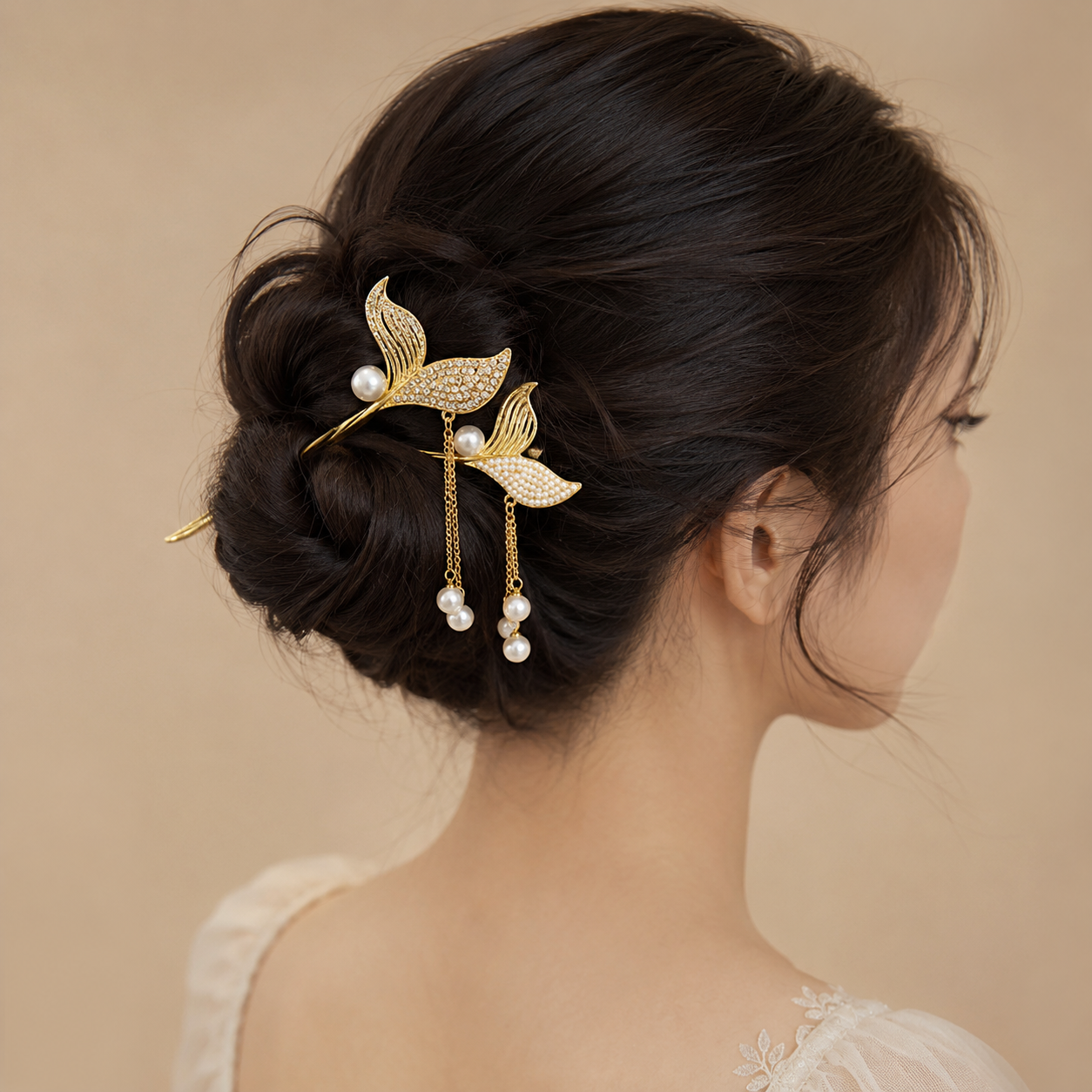Mermaid Tail Pearl Tassel Hair Stick