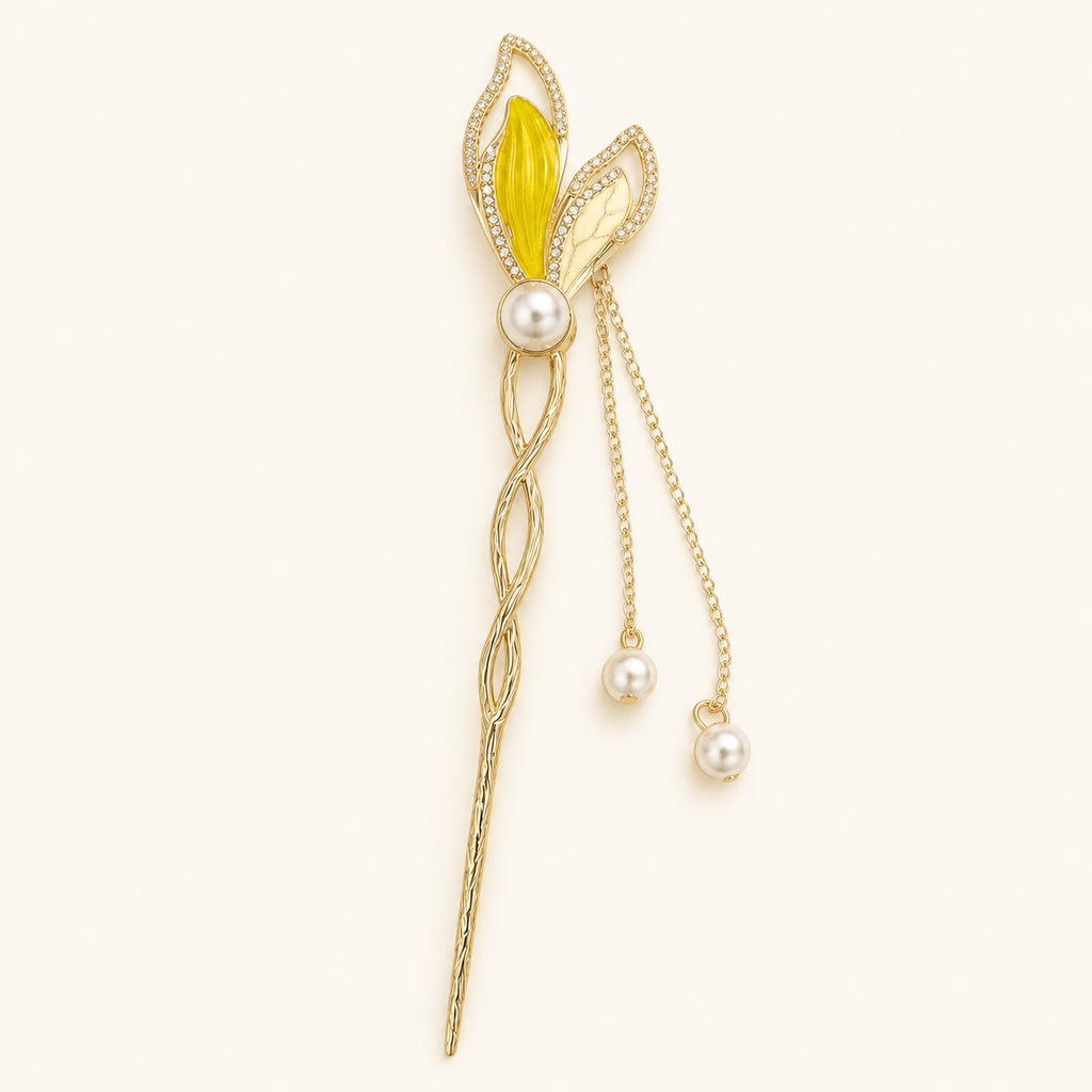 Golden Koi Tail Pearl Hair Stick