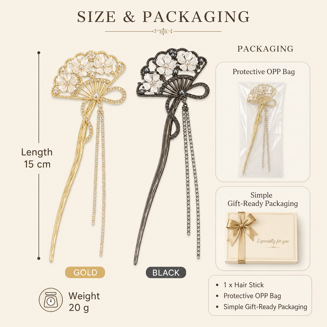 Floral Fan Rhinestone Hair Stick