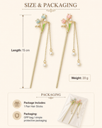 Tulip Pearl Tassel Hair Stick – Pink / Blue