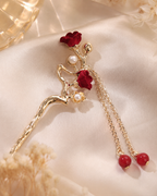 Red Lily of the Valley Tassel Hair Stick