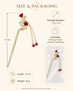 Red Lily of the Valley Tassel Hair Stick