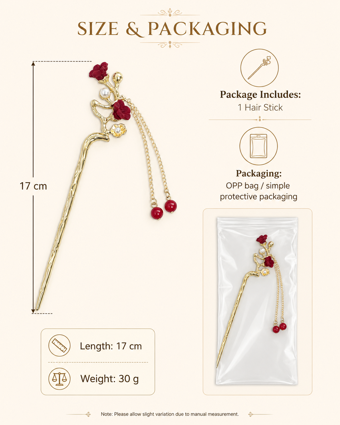 Red Lily of the Valley Tassel Hair Stick