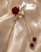 Pearl Rose Tassel Hair Stick