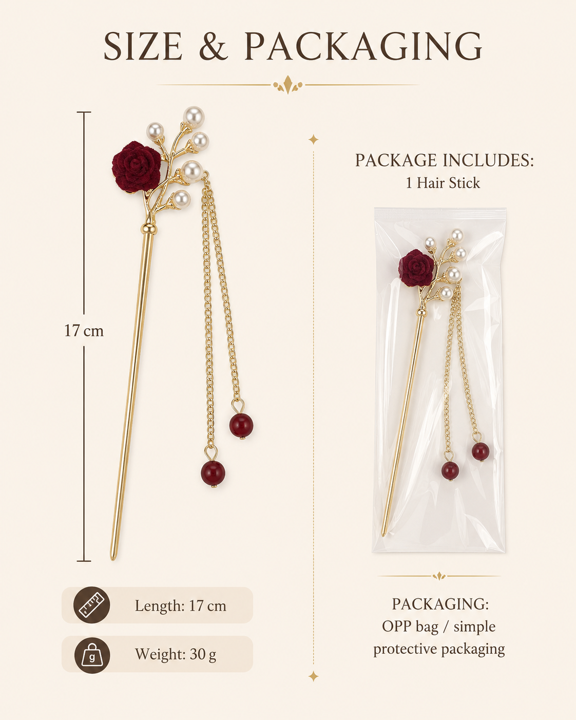 Pearl Rose Tassel Hair Stick