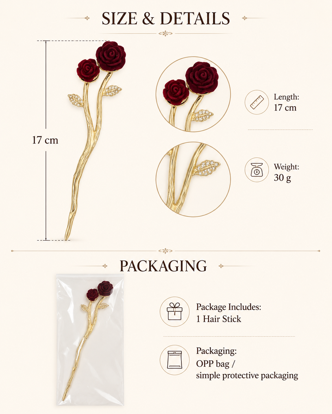 Twin Rose Hair Stick