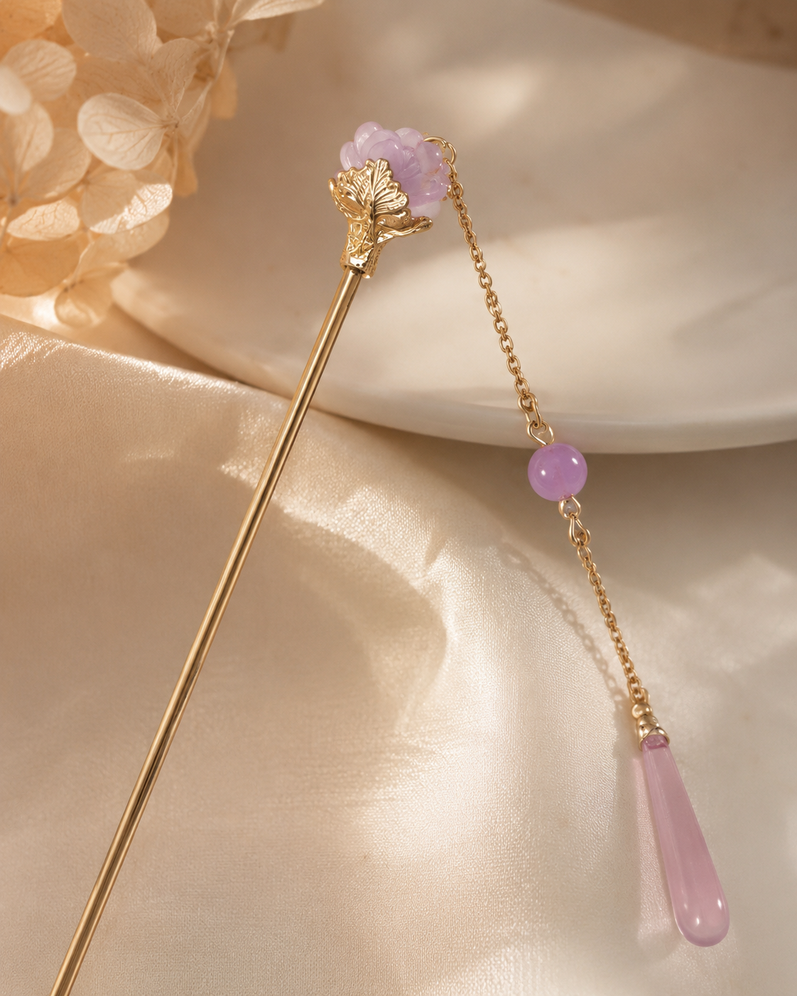 Blush Mist Tassel Hair Stick