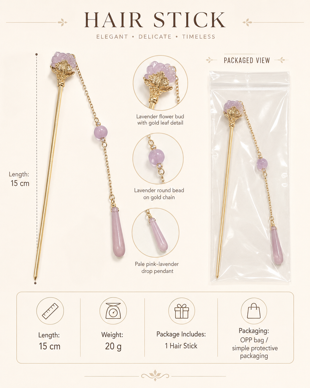Blush Mist Tassel Hair Stick