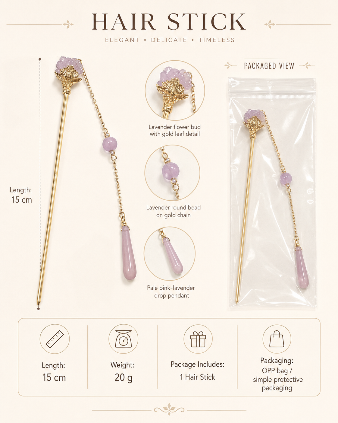Blush Mist Tassel Hair Stick