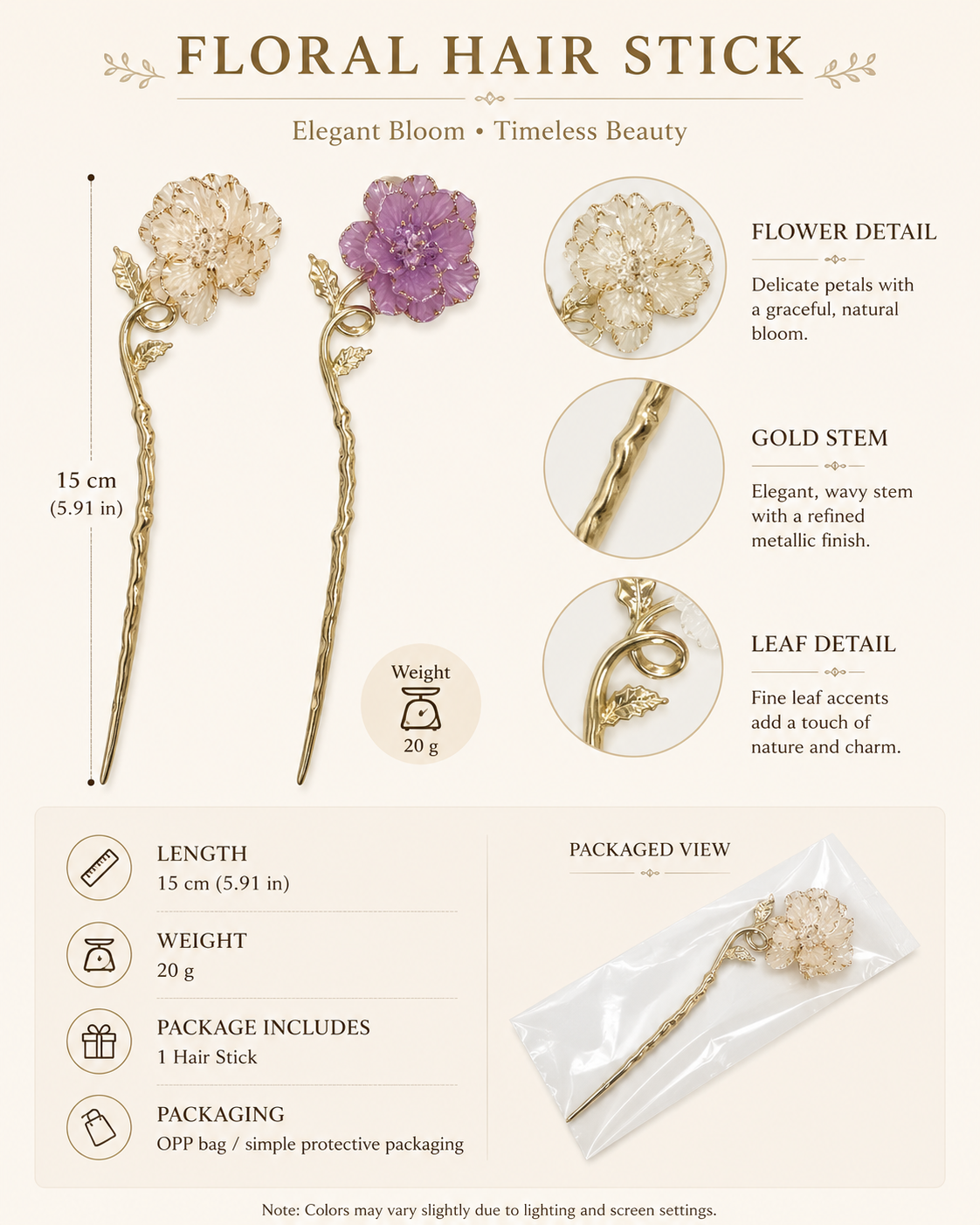 Peony Floral Hair Stick