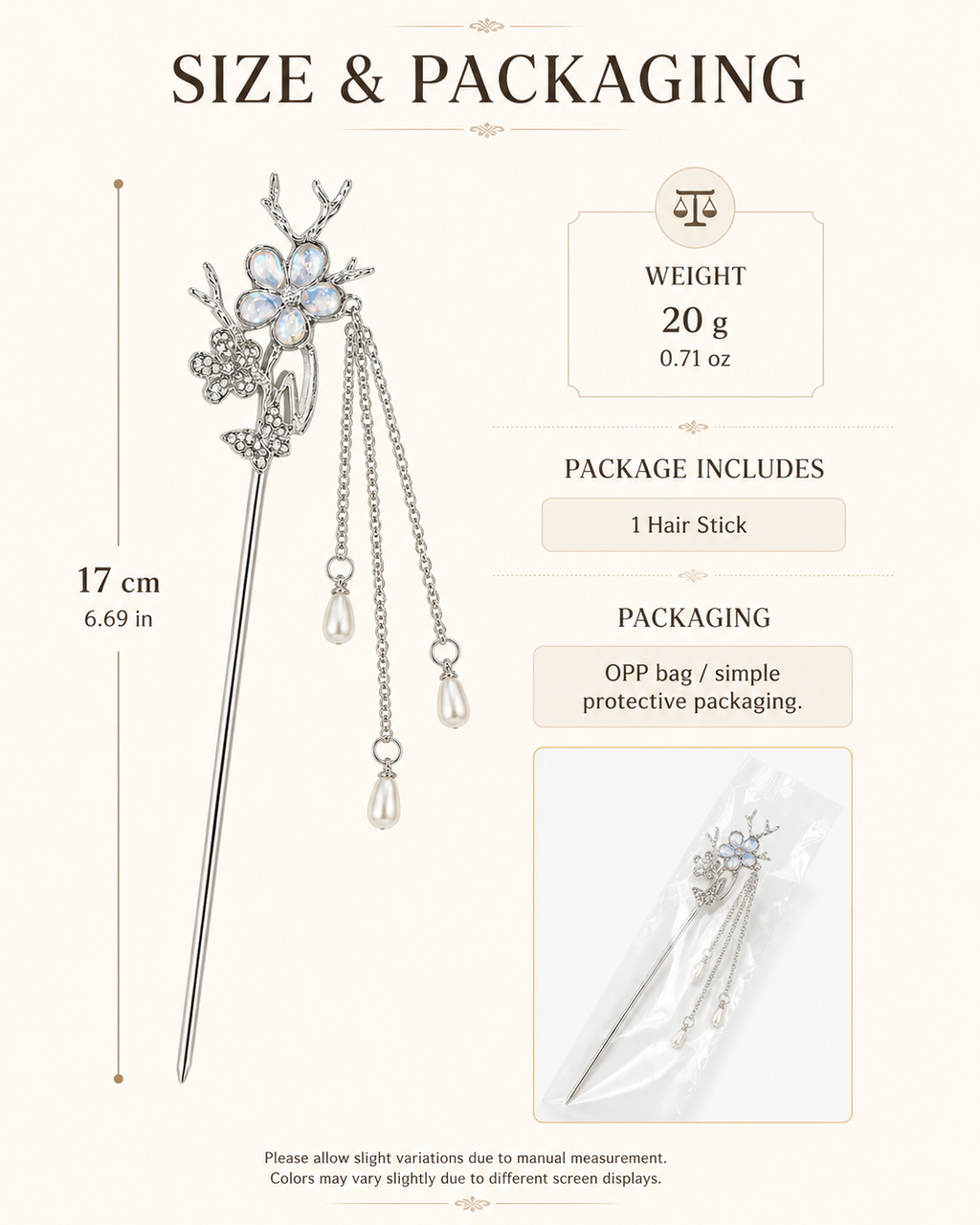 Iridescent Flower Tassel Hair Stick