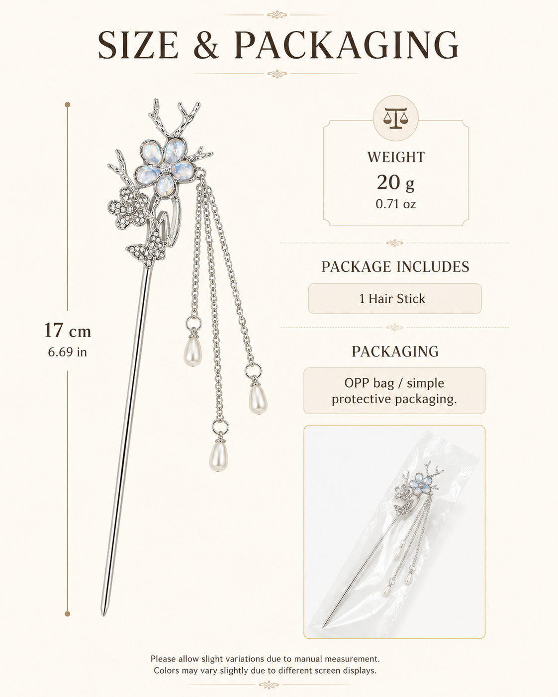 Iridescent Flower Tassel Hair Stick