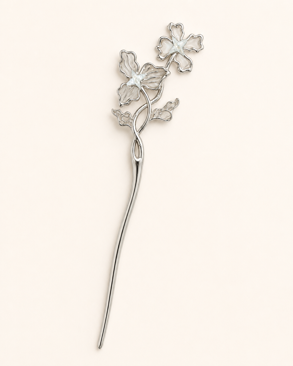 Double Flower Moonstone Hair Stick