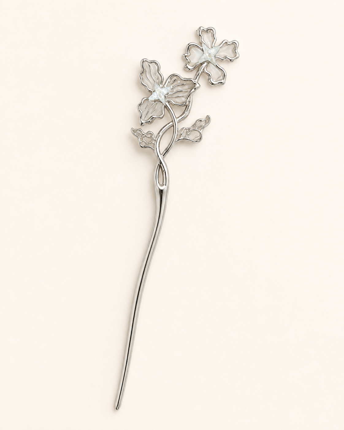 Double Flower Moonstone Hair Stick