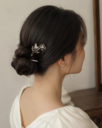 Double Flower Moonstone Hair Stick