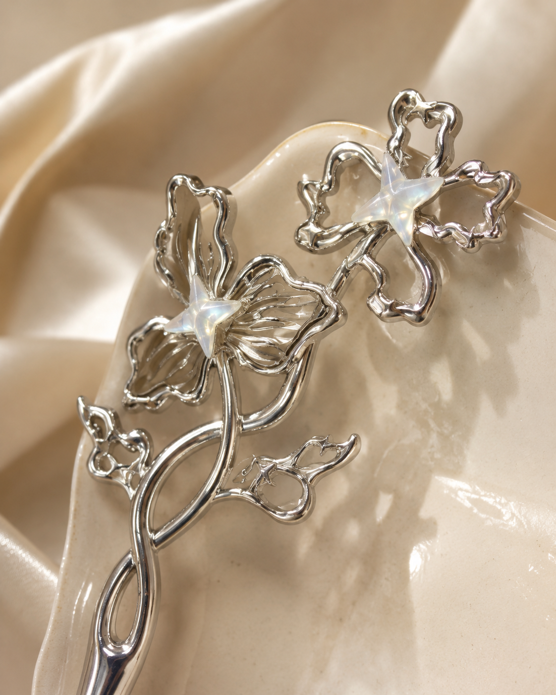 Opal Star Silver Hair Stick
