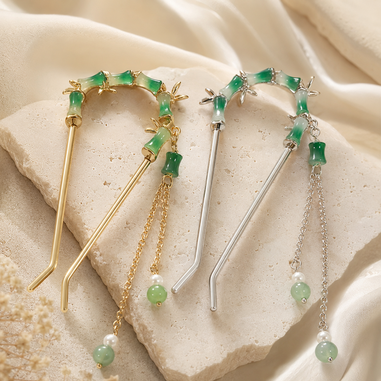 Double Bamboo U-Pin Hair Stick