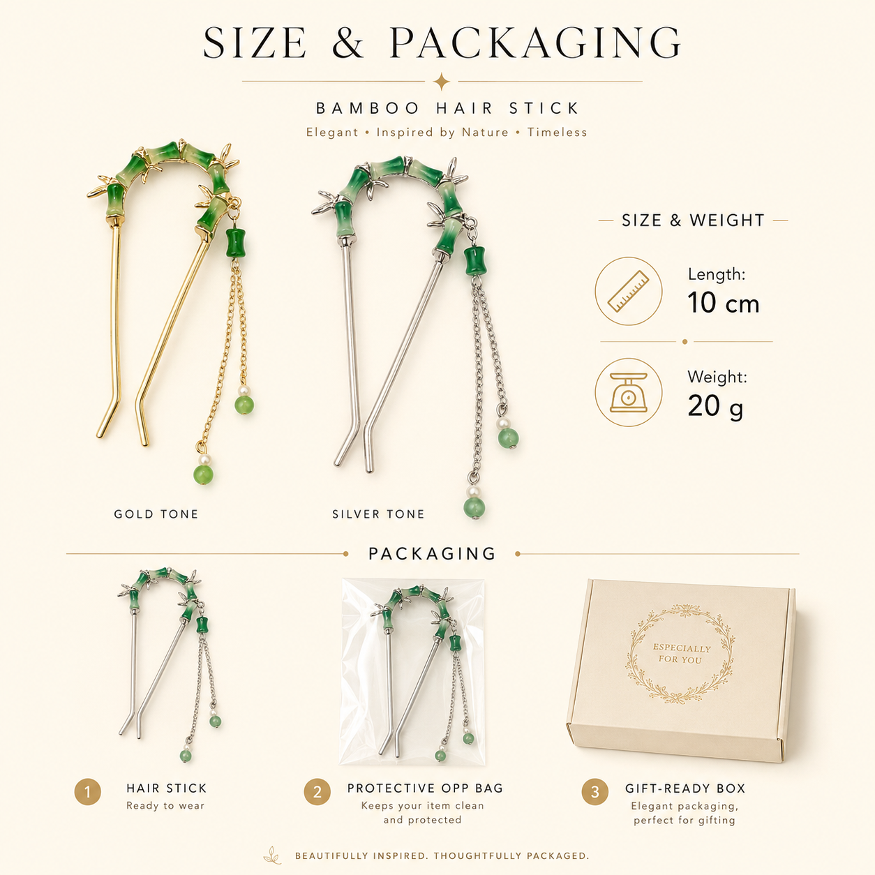 Double Bamboo U-Pin Hair Stick