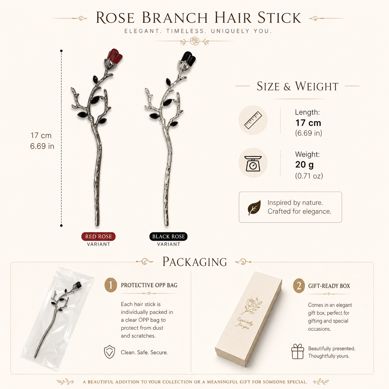 Rose Branch Hair Stick