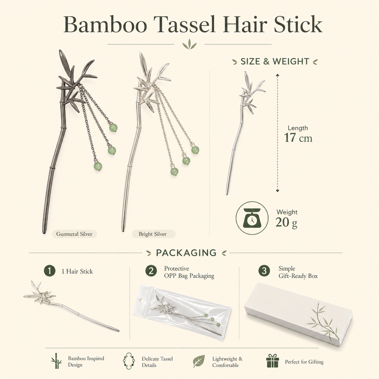 Bamboo Tassel Hair Stick