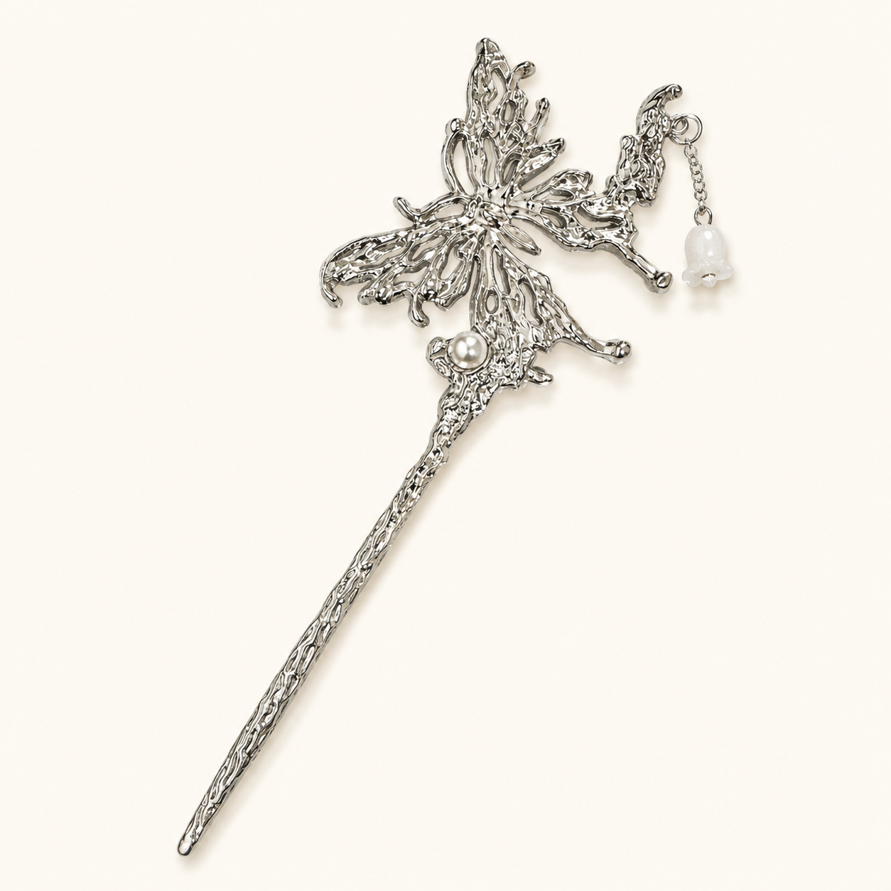 Moonstone Butterfly Tassel Hair Stick
